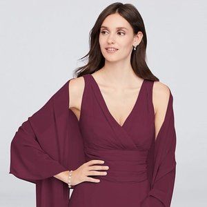 Surplice Tank Long Chiffon Bridesmaid Dress Wine Size 12; Street Size 4 NWT